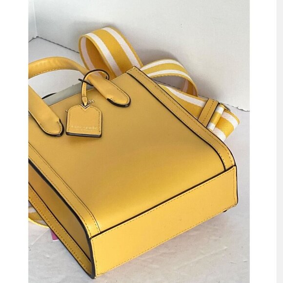 Kate Spade Mini Manhattan Tote Crossbody Yellow Leather Shoulder Bag Small - Picture 6 of 10
